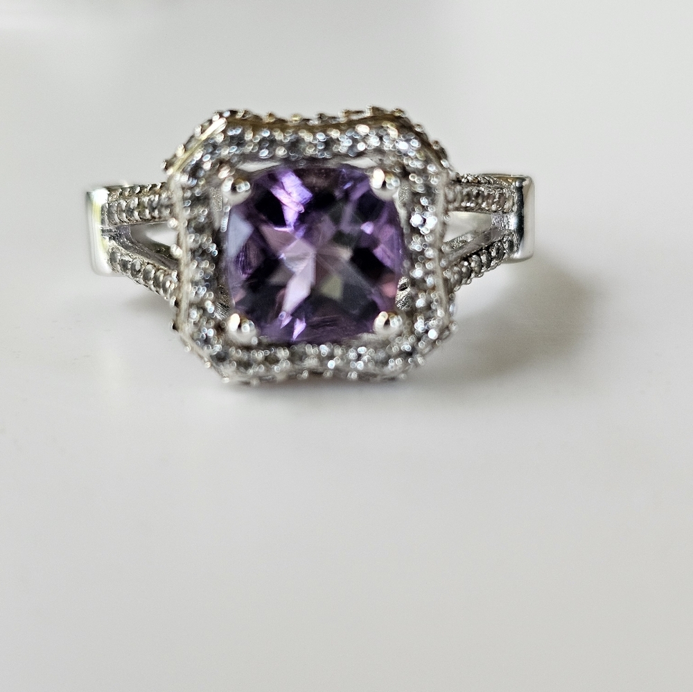 Genuine Carol Brodie Rarities Amethyst & Rubies Sterling Silver Ring Size 9! - Picture 10 of 16